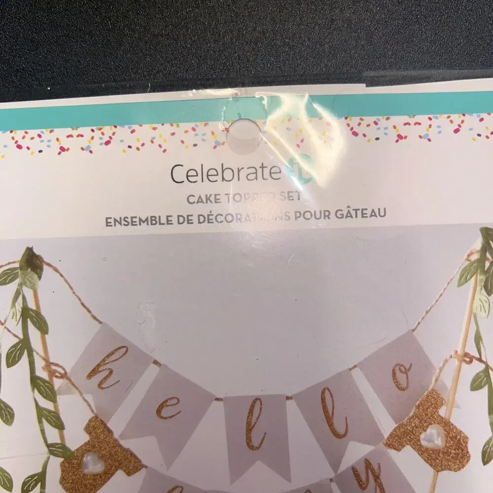 New NWT Celebrate It Hello Baby Cake Topper Set Baby Shower 16 Piece